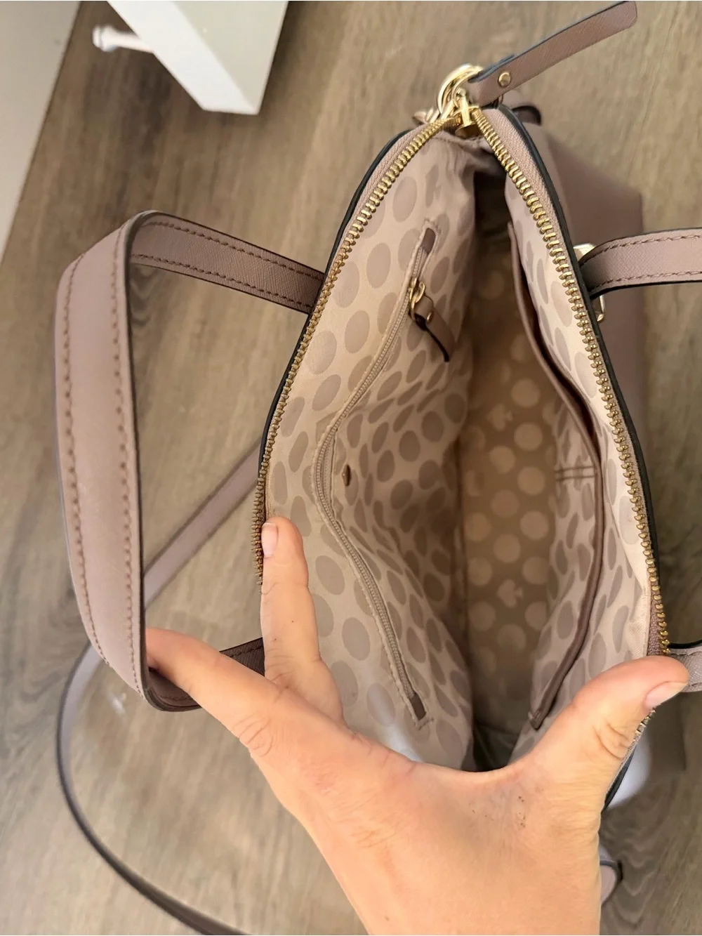 kate spade Mauve Taupe Dome Satchel with Gold Hardware